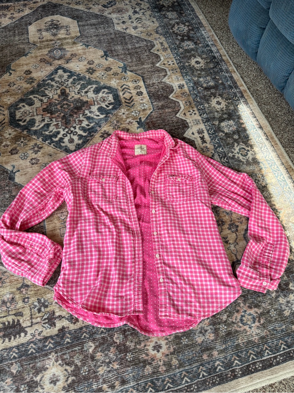 Vintage Hollister Pink Gingham Plaid Button-Down Shirt